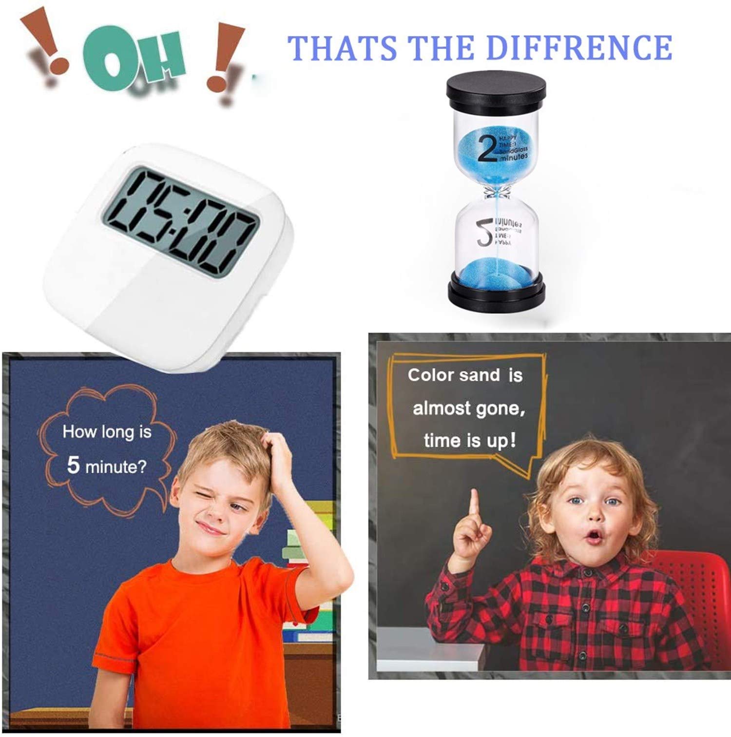 Sand Timer 2 Minute Hourglass Timer: Colorful Sand Clock 2 Minute, Small Blue Sand Watch 2 Minute, Plastic Hour Glass Sandglass